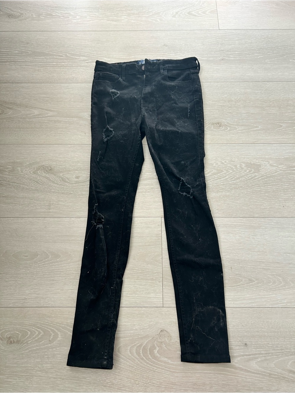 Hollister Women's Slim Distressed Black Jeans